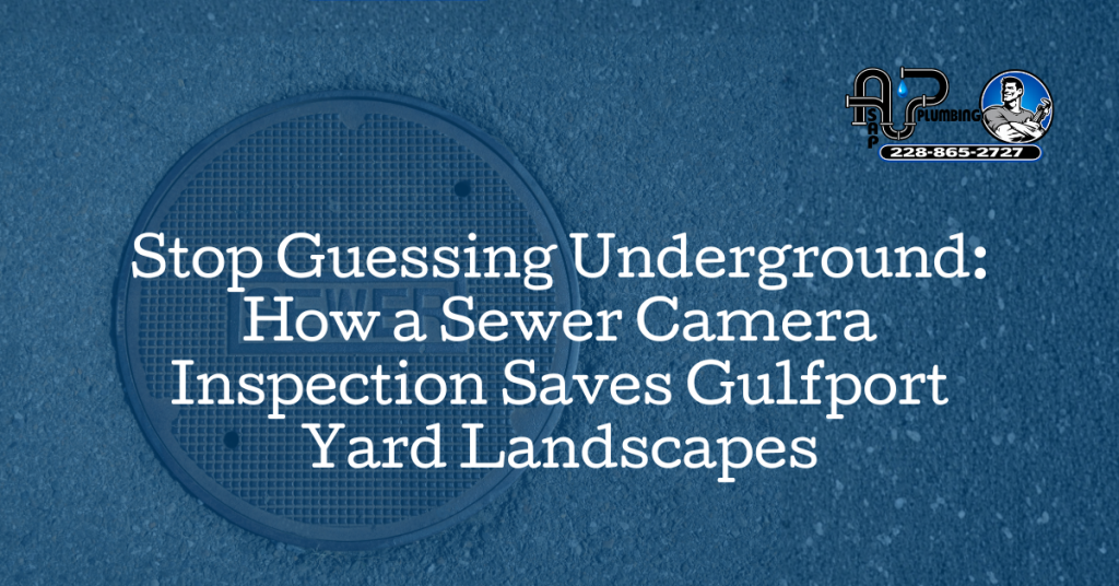 Close-up of a street sewer manhole cover highlighting sewer camera inspection services in Gulfport MS